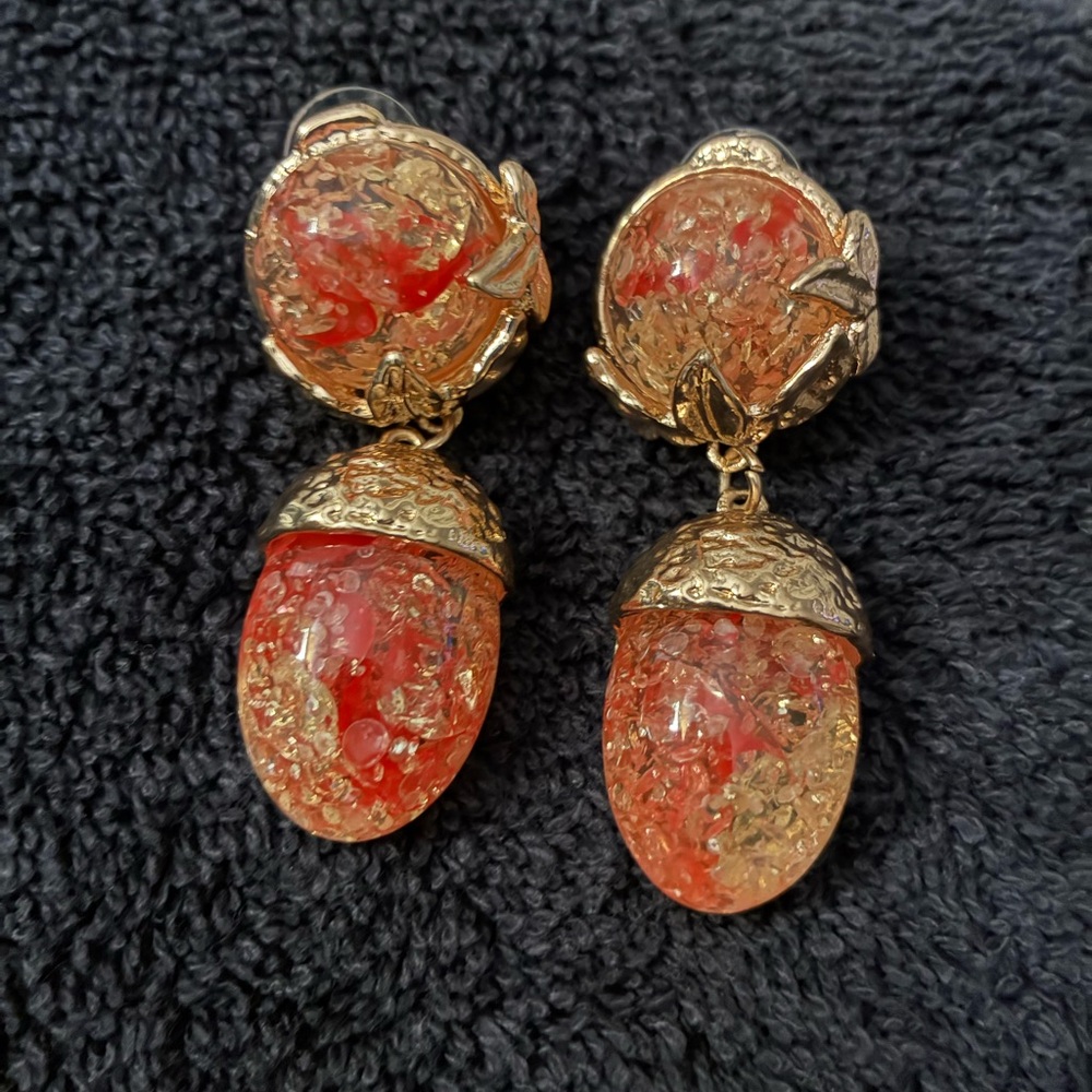 Elegant Gold and pink Drop Earrings